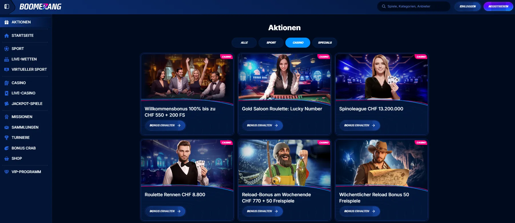 boomerangbet casino aktionen